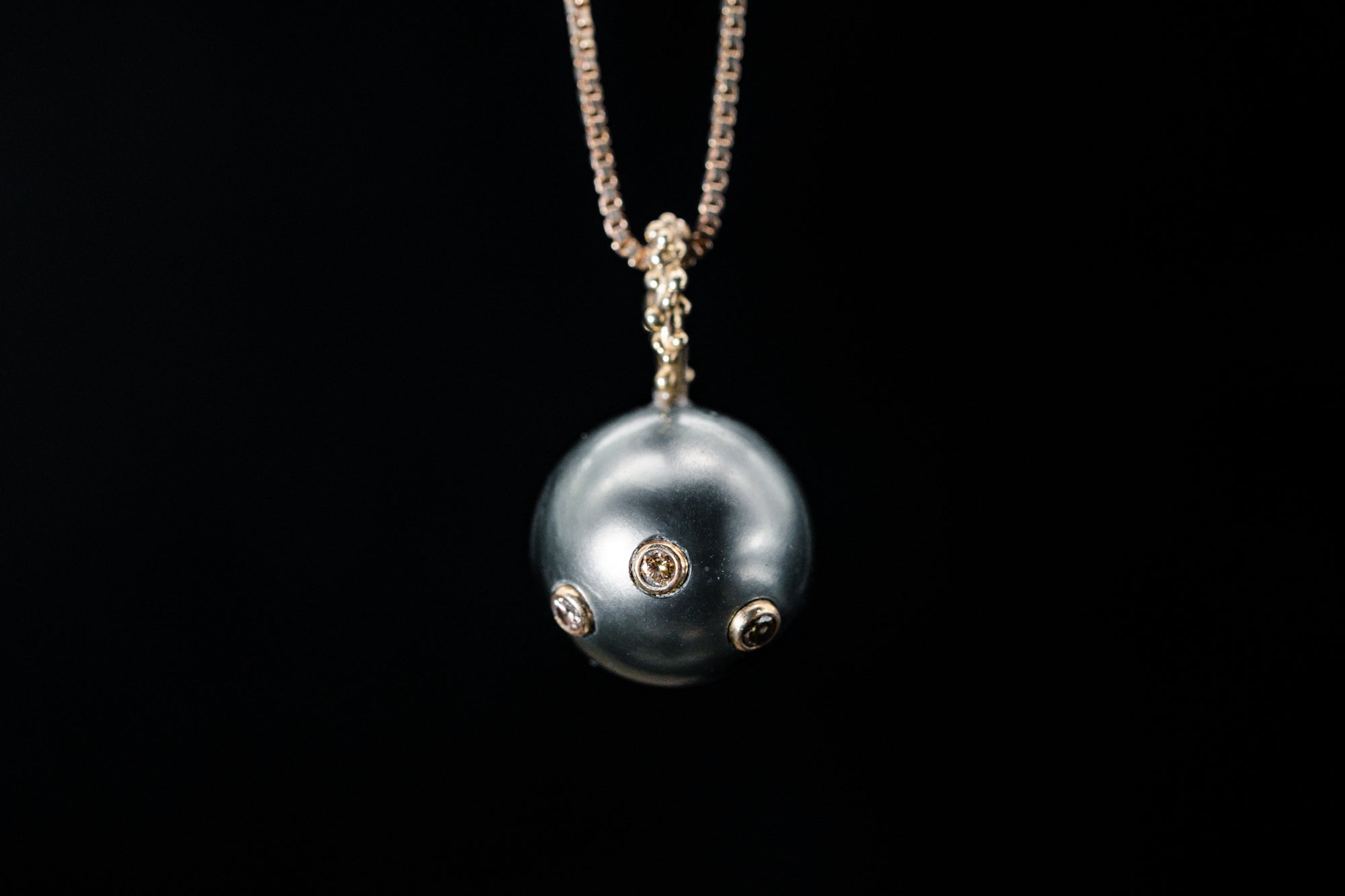 14k Yellow Gold Tahitian Pearl and Diamond Pendant