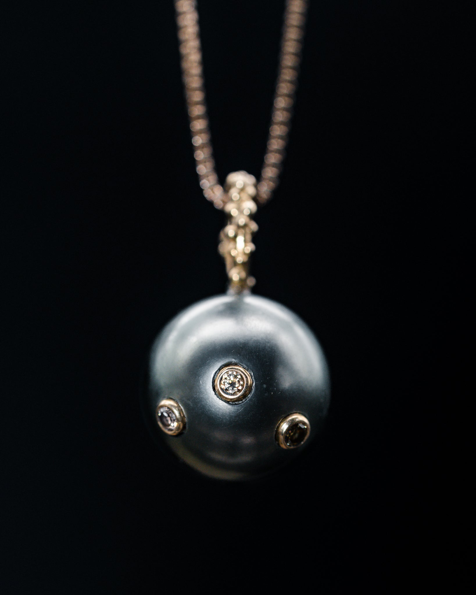 14k Yellow Gold Tahitian Pearl and Diamond Pendant