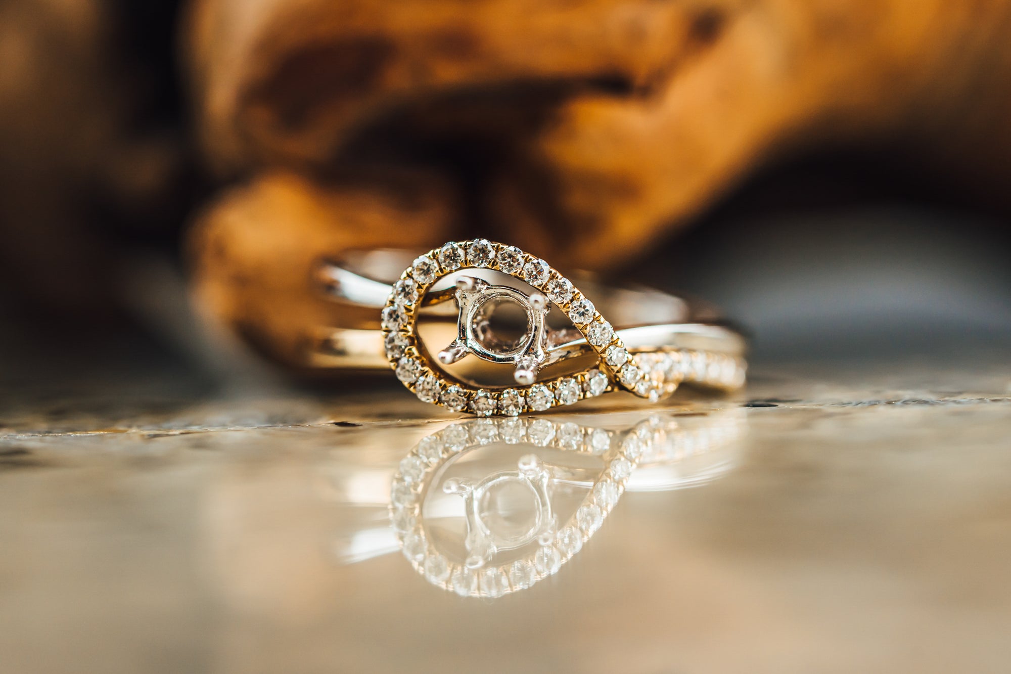 14k Two-Tone Diamond Mounting