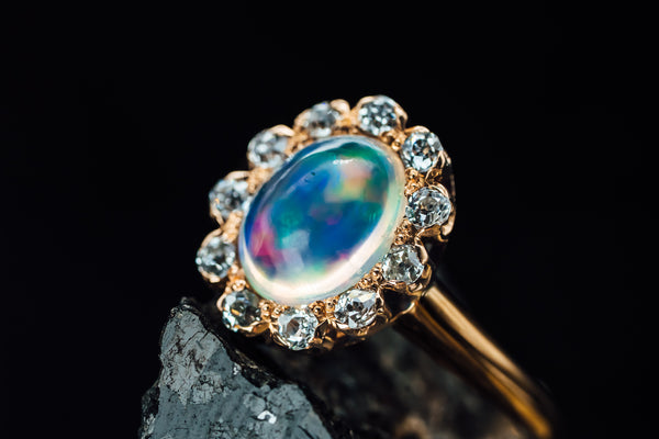 Opal Ring with Best Quality Jelly Opal in a Vintage Solitaire Engagement Ring, is a Solid Real Opal outlet Cabochon in a Sterling Ring, Size 7.5