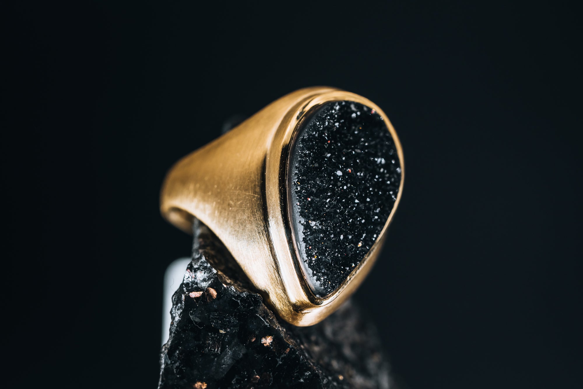 14k Yellow Gold Druzy Ring