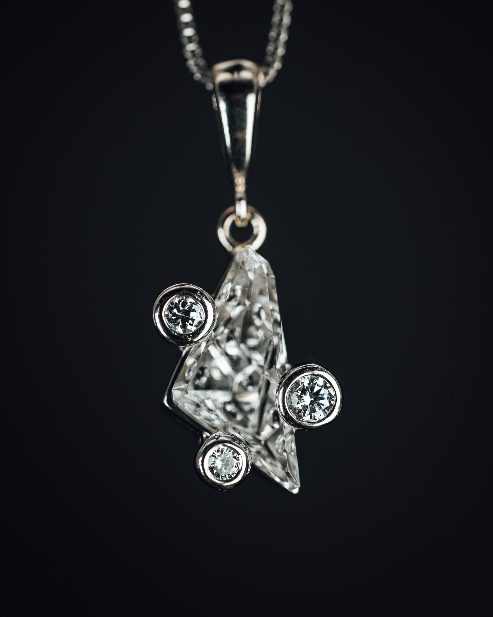 14k White Gold Goshenite Beryl and Diamond Pendant