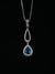 18k White Gold Sapphire and Diamond Drop Pendant