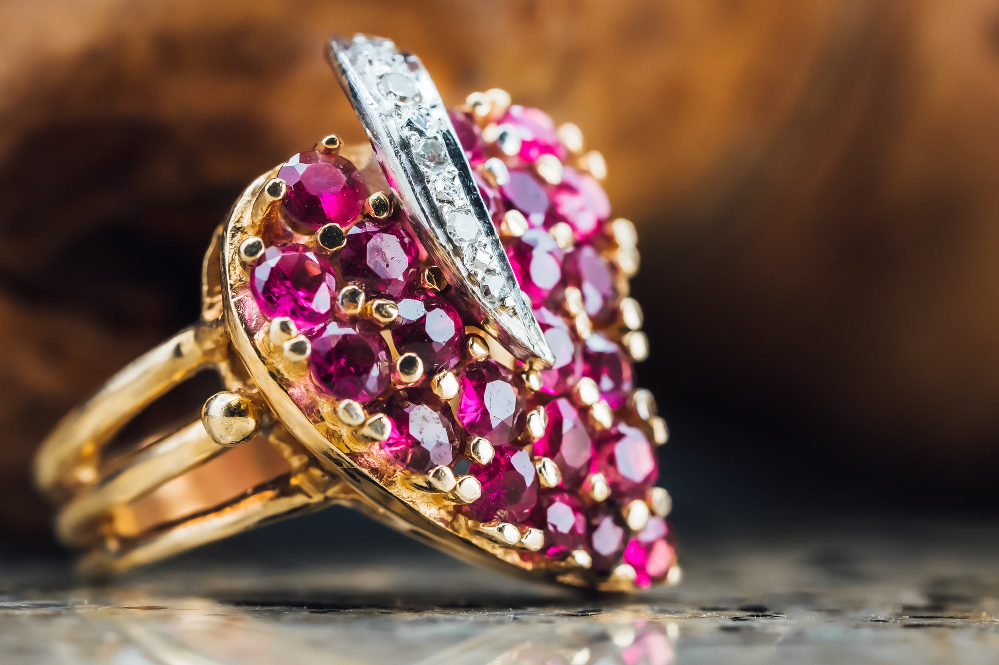 14k Yellow Gold Ruby and Diamond Ring