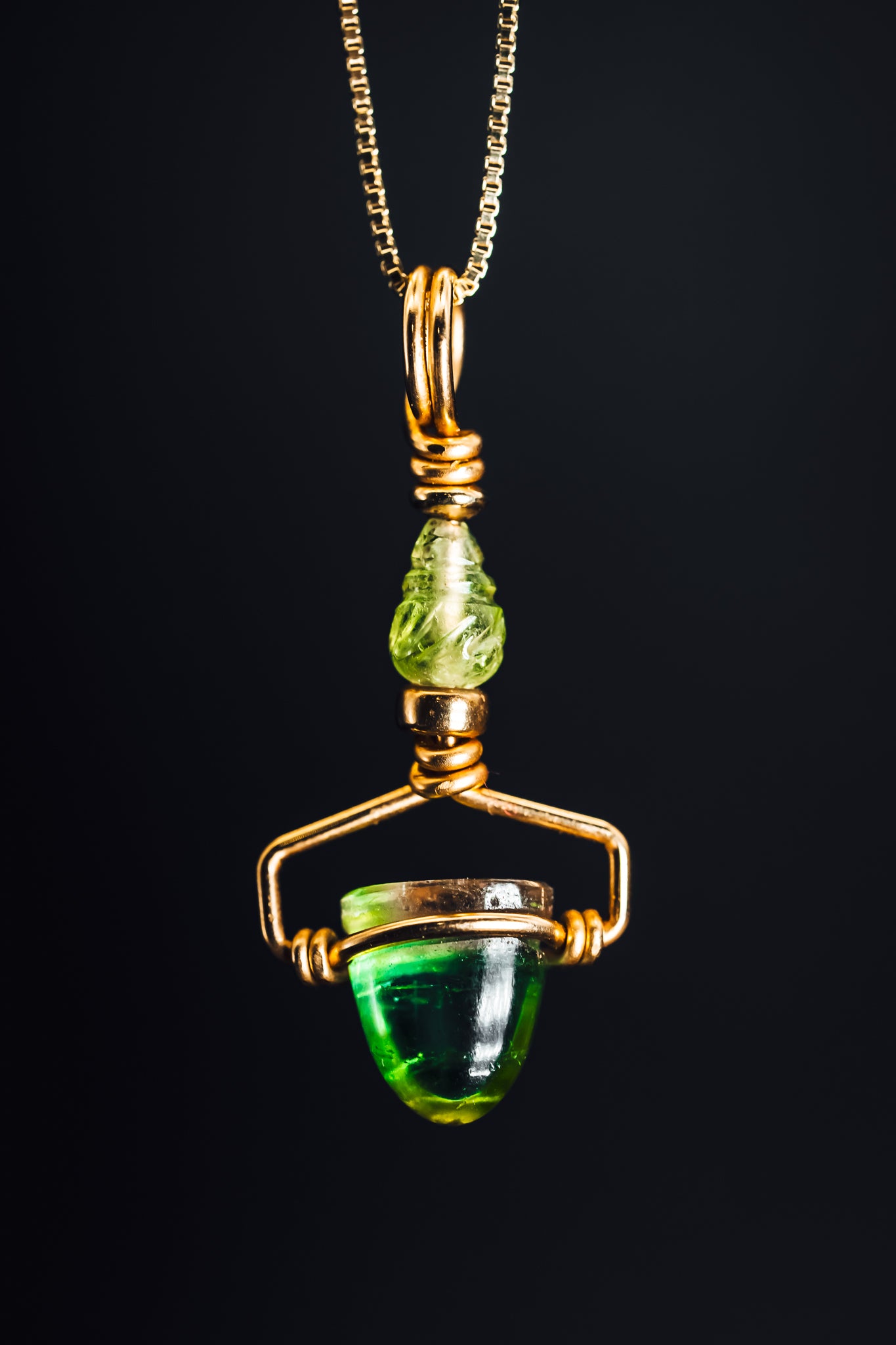 14k Yellow Gold Tourmaline Drop Pendant