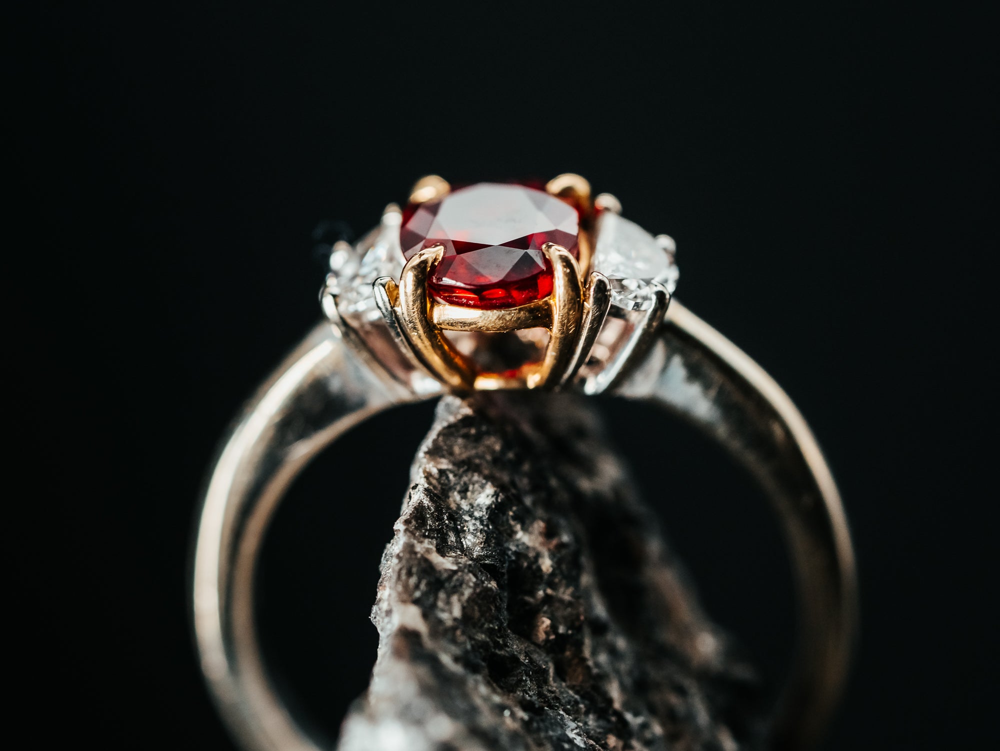 14k White Gold Ruby and Diamond Ring