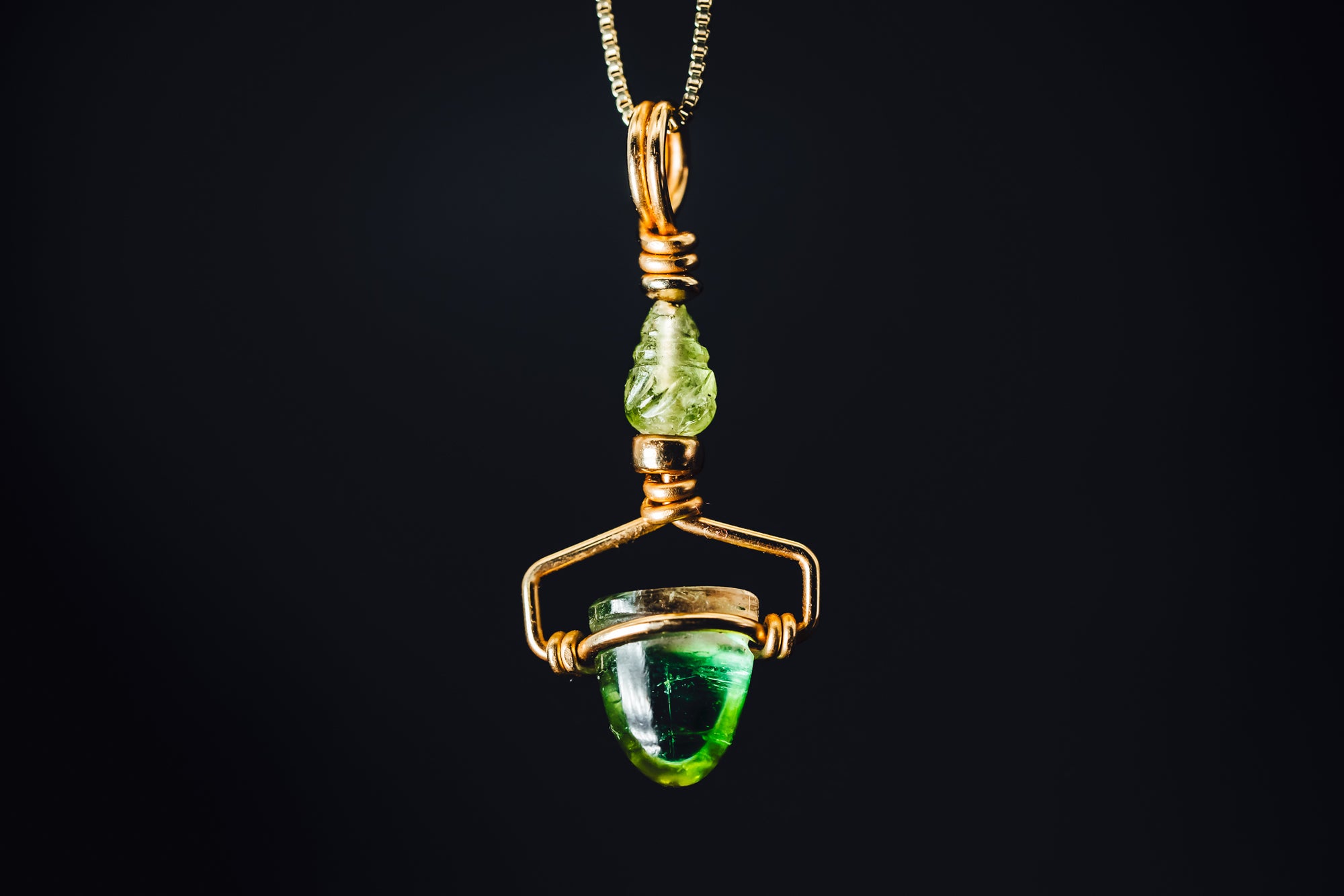 14k Yellow Gold Tourmaline Drop Pendant