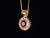 14k Yellow Gold Ruby and Diamond Halo Pendant