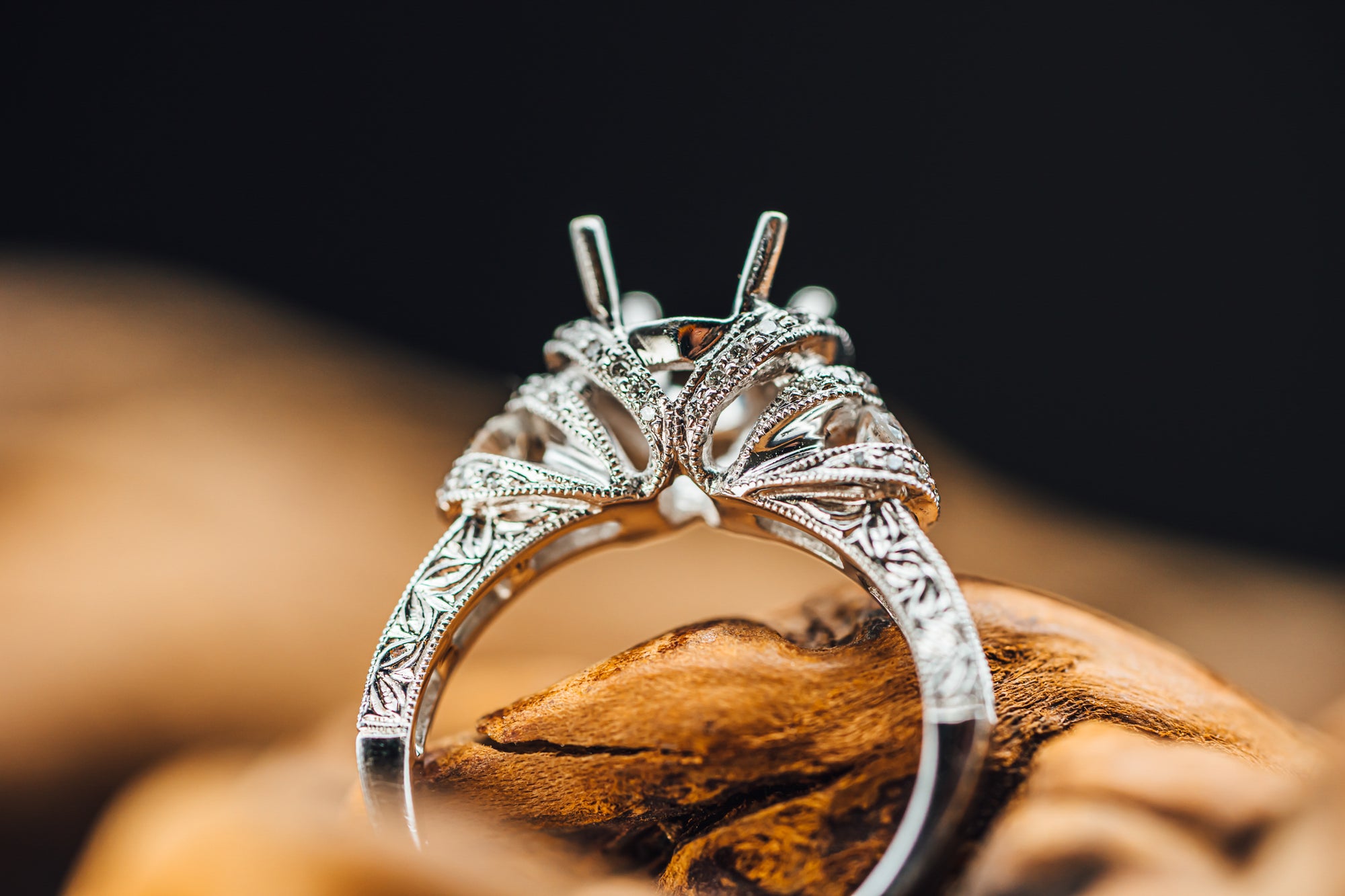 14k White Gold and Diamond Ring Mounting