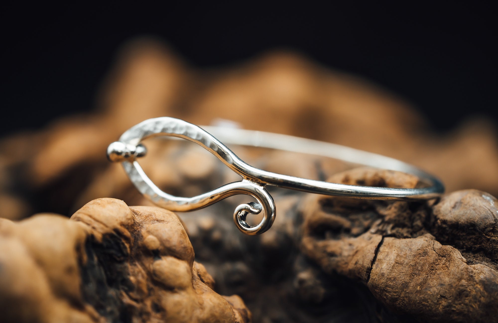 Sterling Silver Hammered Fish Bracelet