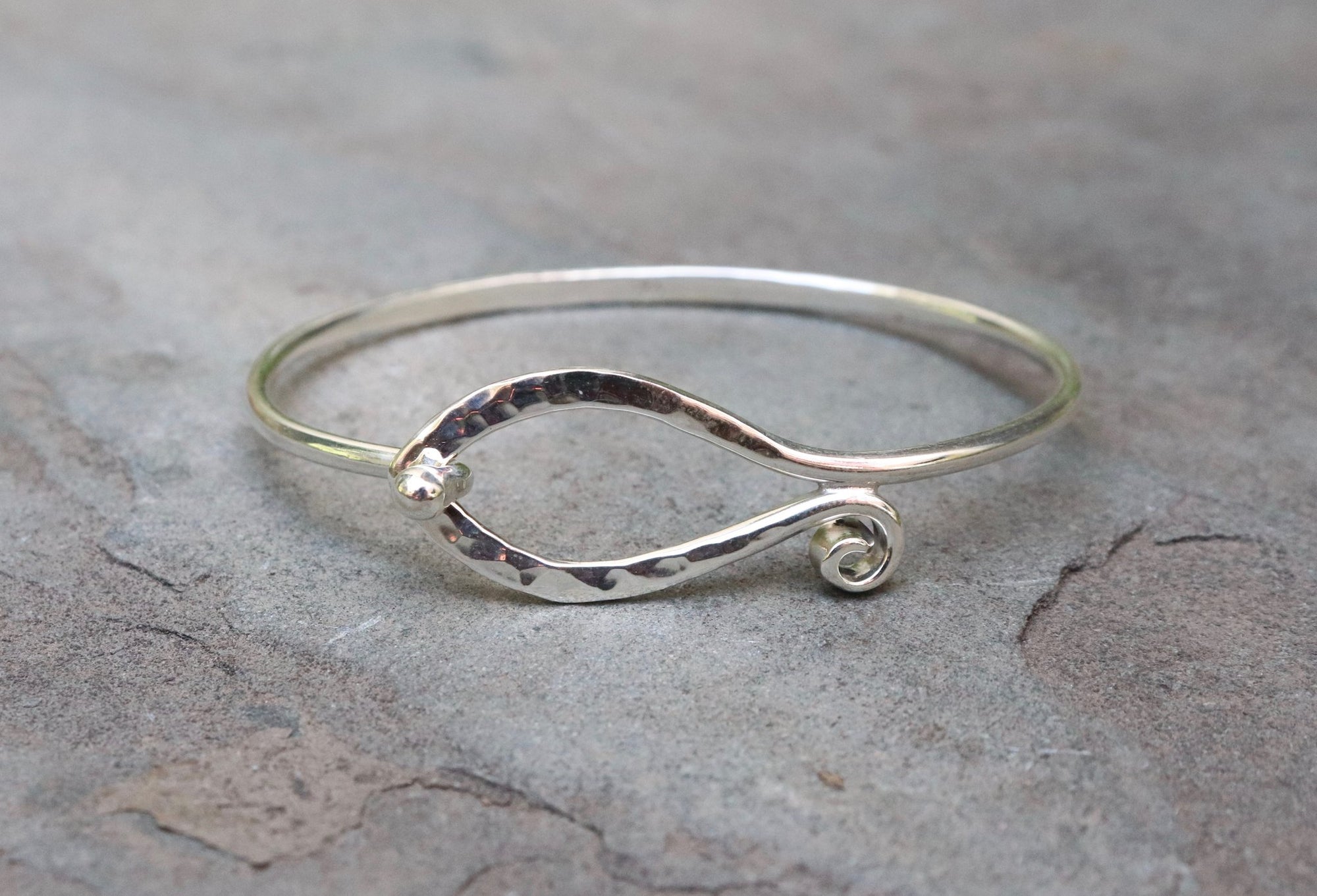 Sterling Silver Hammered Fish Bracelet