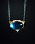 Oxidized Sterling Silver and 24k Yellow Gold Blue Topaz and Diamond Pendant