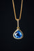 14k Yellow Gold Blue Sapphire and Diamond Drop Pendant