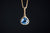 14k Yellow Gold Blue Sapphire and Diamond Drop Pendant