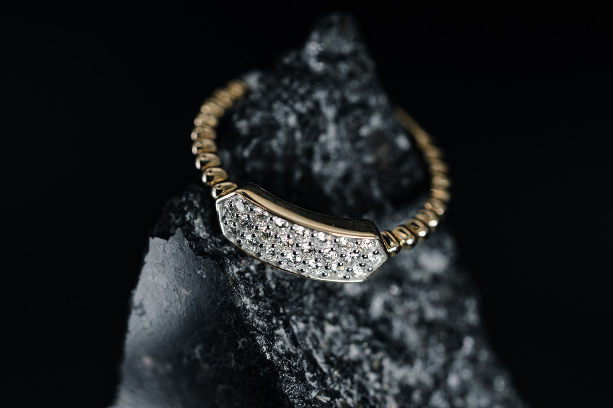 14k Yellow Gold Pave' Diamond Ring