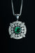 14k White Gold Emerald and Diamond Pendant