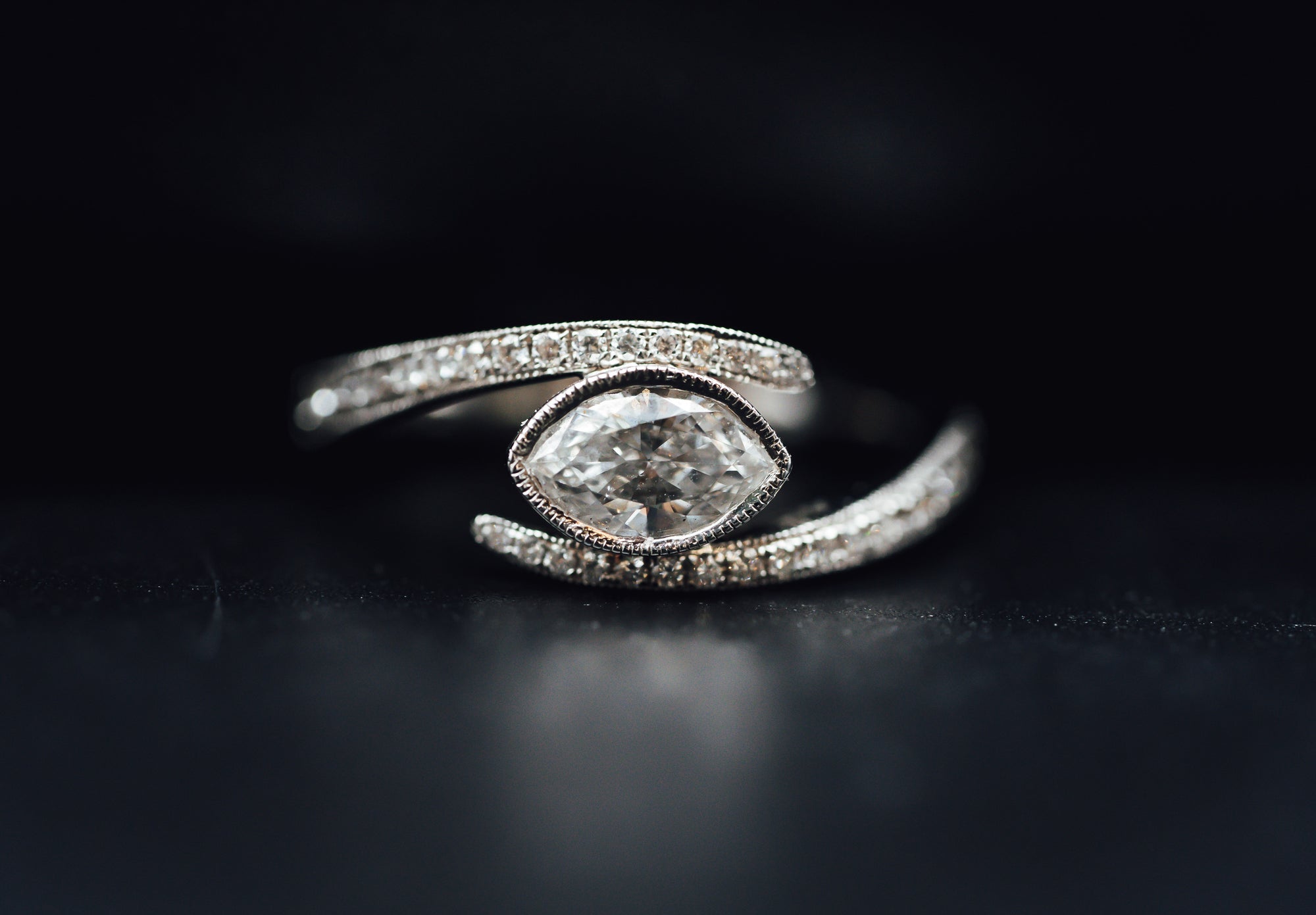 14k White Gold Marquise Diamond Ring