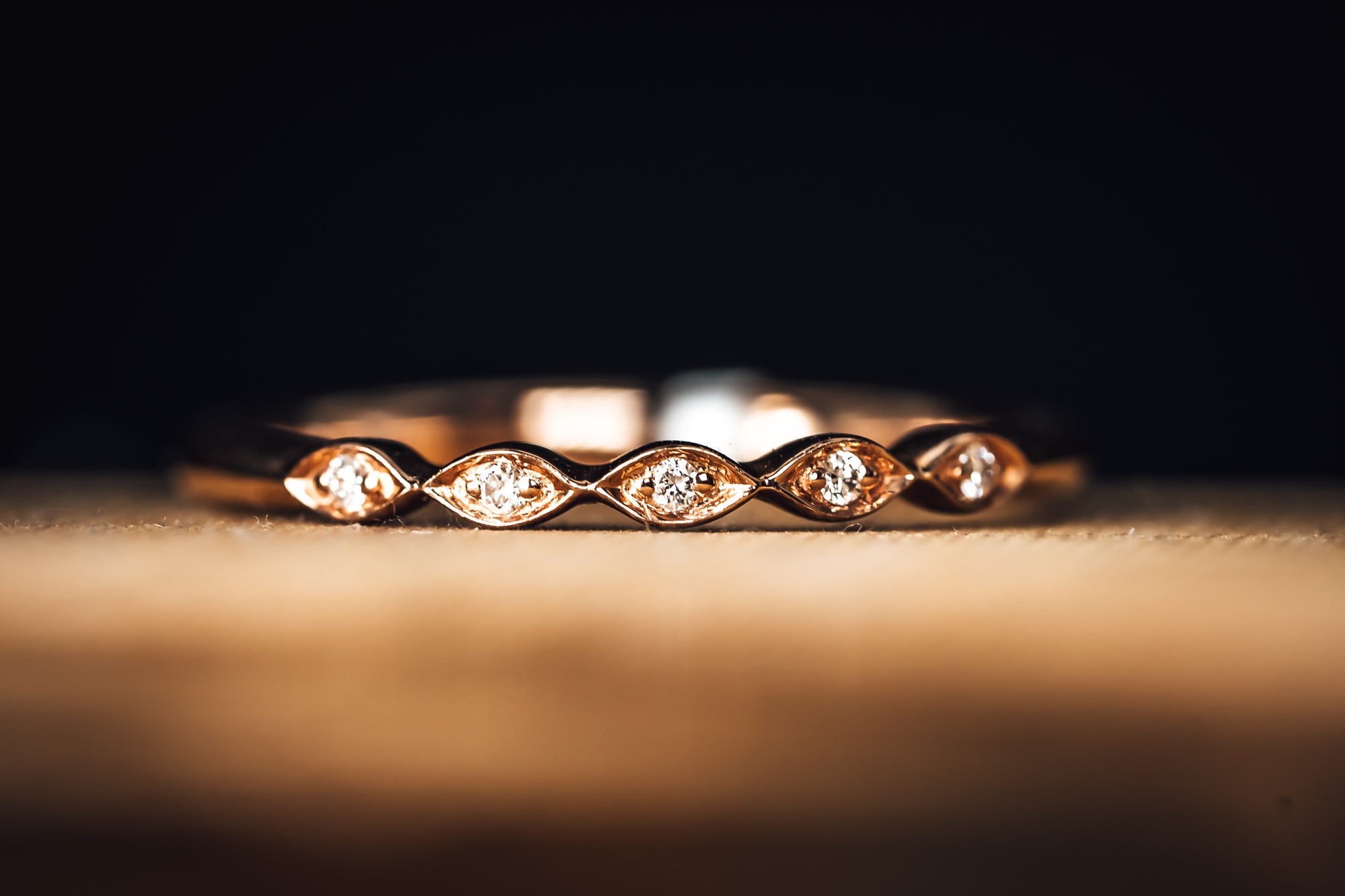 14k Rose Gold Diamond Band