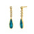 14k Yellow Gold Blue Topaz and Diamond Drop Earrings