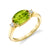 14k Yellow Gold Barrel Cut Peridot and Diamond Ring