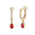 14k Yellow Gold Ruby and Diamond Huggie Hoop Earrings