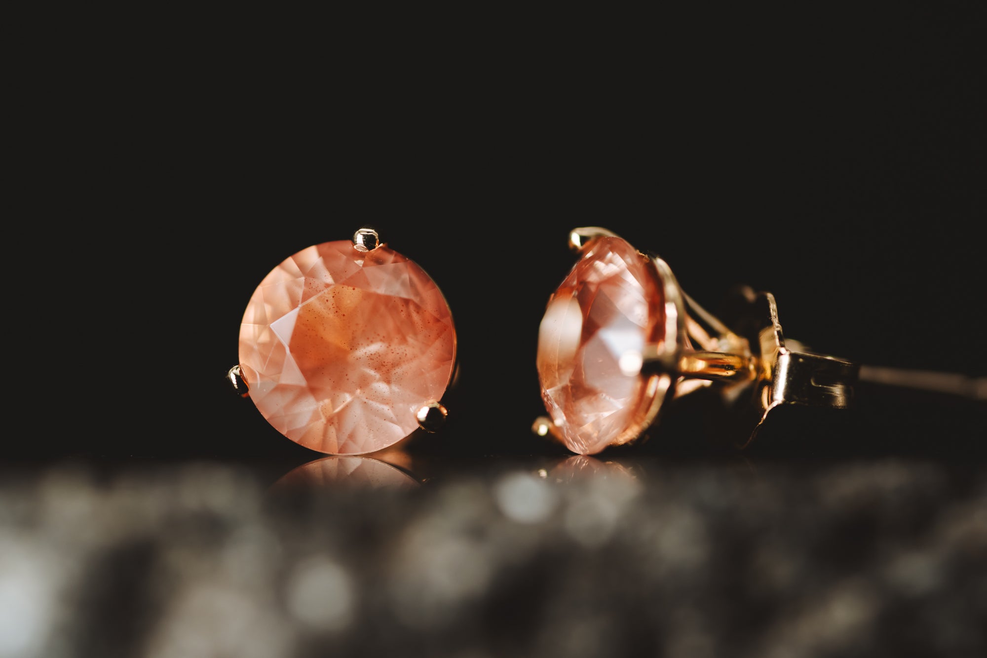 14k Yellow Gold Oregon Sunstone Stud Earrings