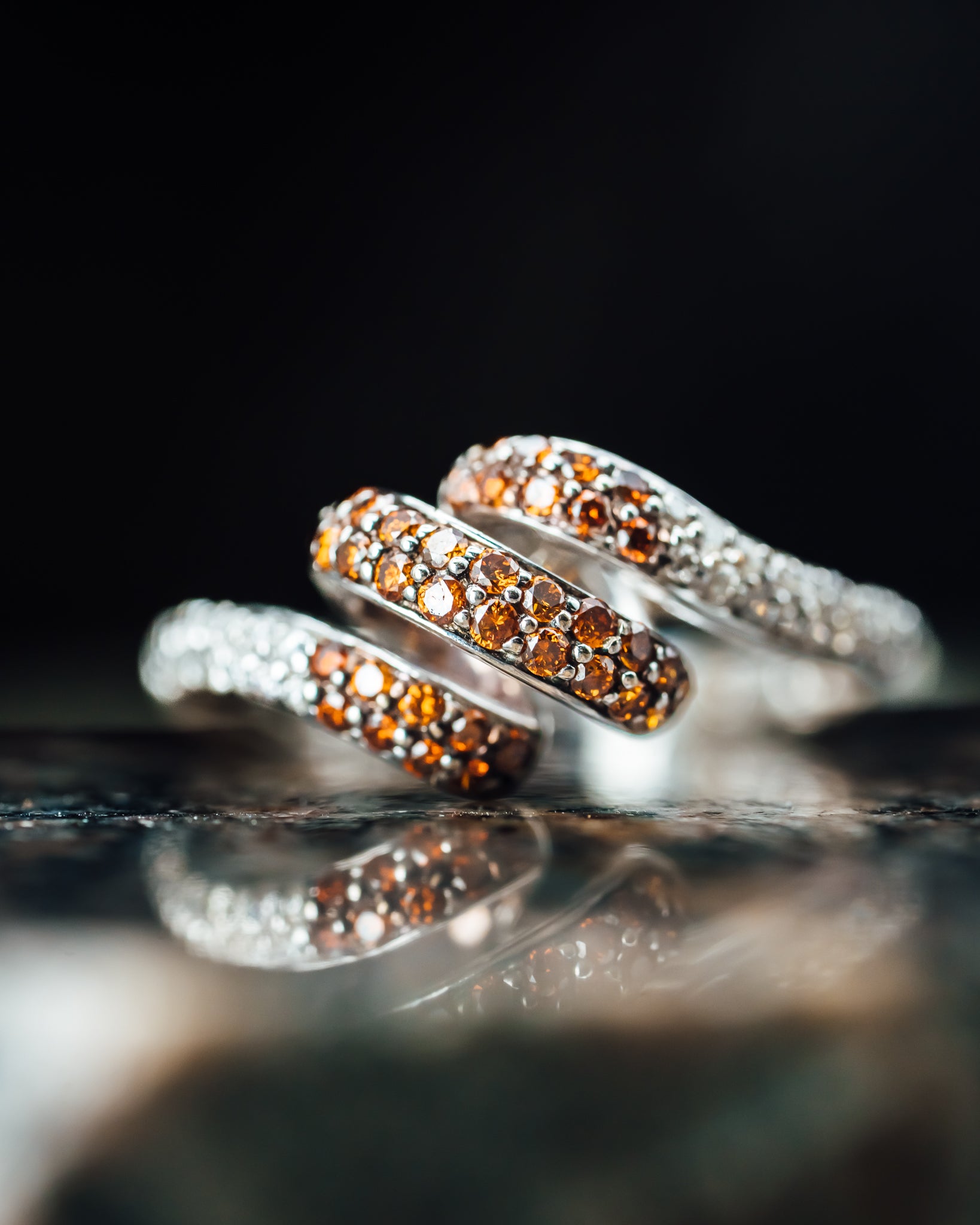 14k White Gold Orange Diamond Ring