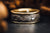 Oxidized Textured Sterling Silver and 18k Yellow Gold Diamond Men's Band