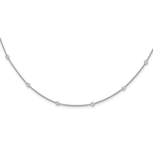 14k White Gold Diamond Station Necklace