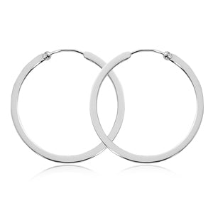 Sterling Silver Flat Hoop Earrings