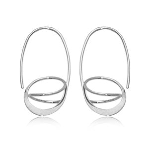 Sterling Silver Oval Basket Hoop Earrings