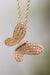 14k Tri-Color Gold and Diamond Butterfly Pendant