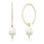 14k Yellow Gold Simple Sweep Pearl Drop Earrings