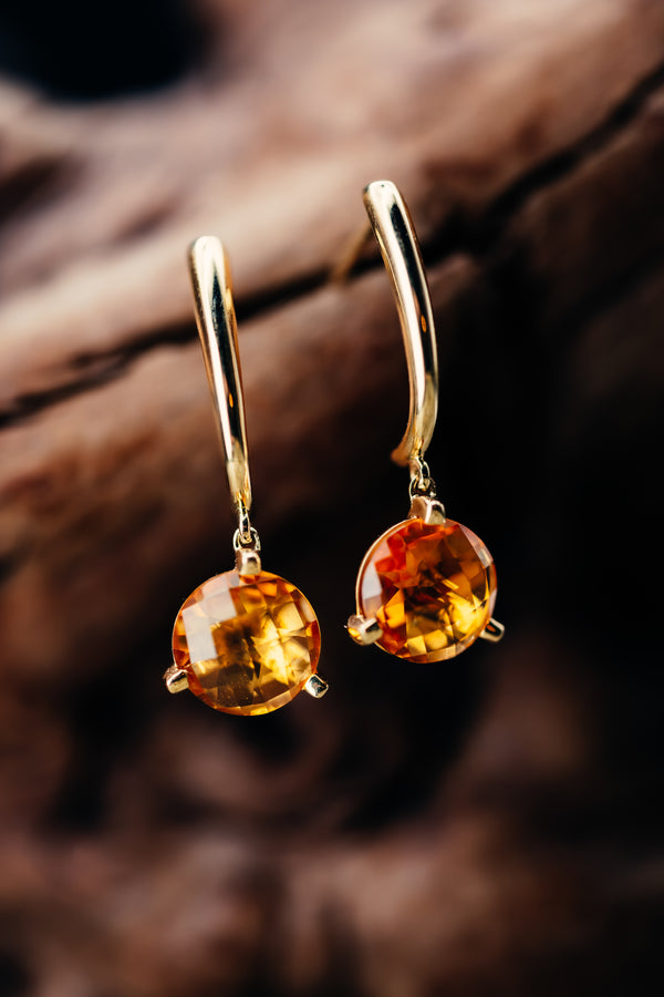 14k Gold Citrine high quality Earrings